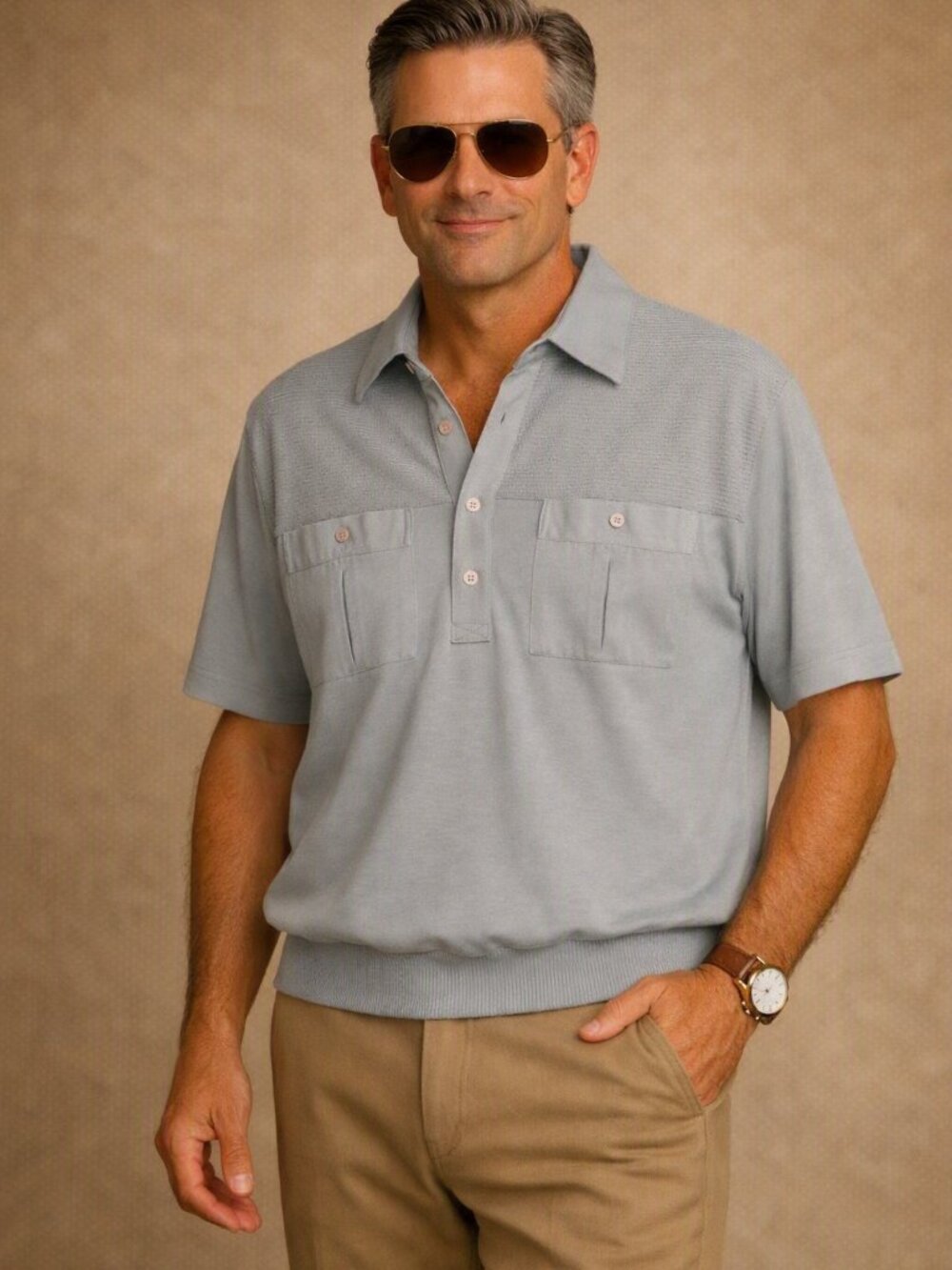Vintage classics by Palmland short sleeve gray casual men’s shirt size large